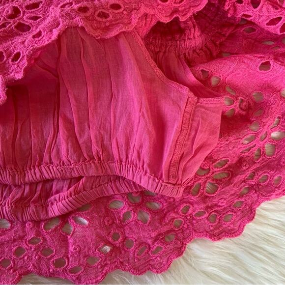 Free People One Perla Pink Eyelet Off Shoulder Blouse Crop Top XS NWOT - Picture 11 of 12